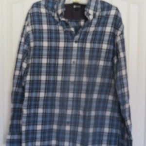 NWOT Haggar Men's Blue/Grey/White L/Sleeve Check Shirt Small (K403)